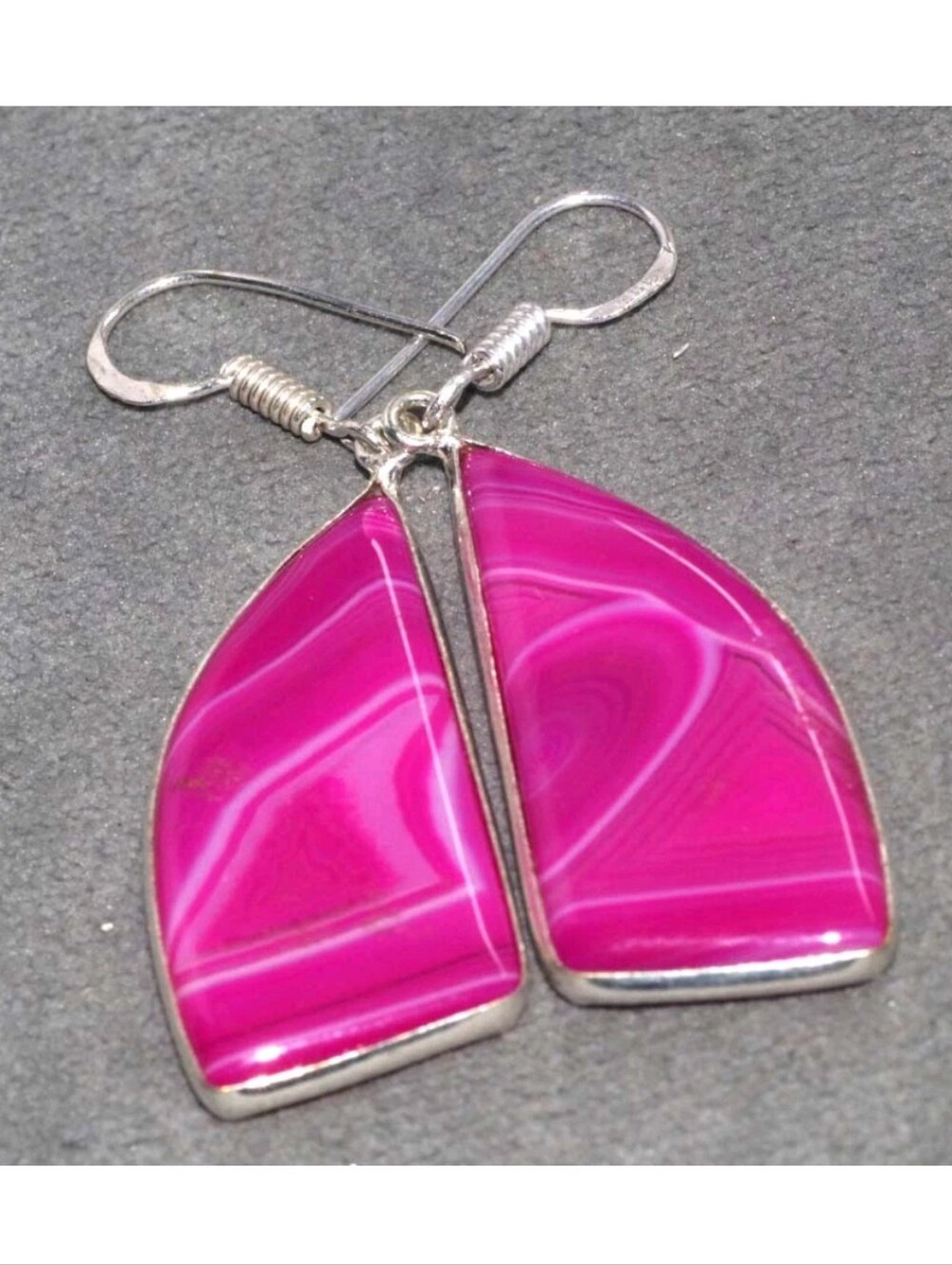 Pink Botswana Agate Gemstone Jewelry 925 Sterling Silver Drop Dangle Earrings